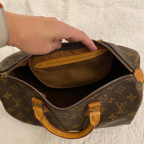 GUC Vintage LV Monogram Speedy Bag 30 Double Handle Satchel Brown - Picture 12 of 15